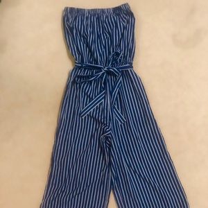 Strapless Striped Beach Jumpsuit